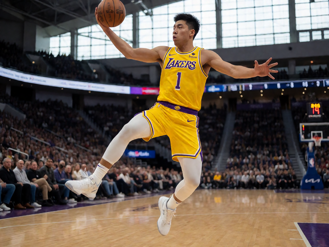 NBA常规赛湖人队主场攻防场面